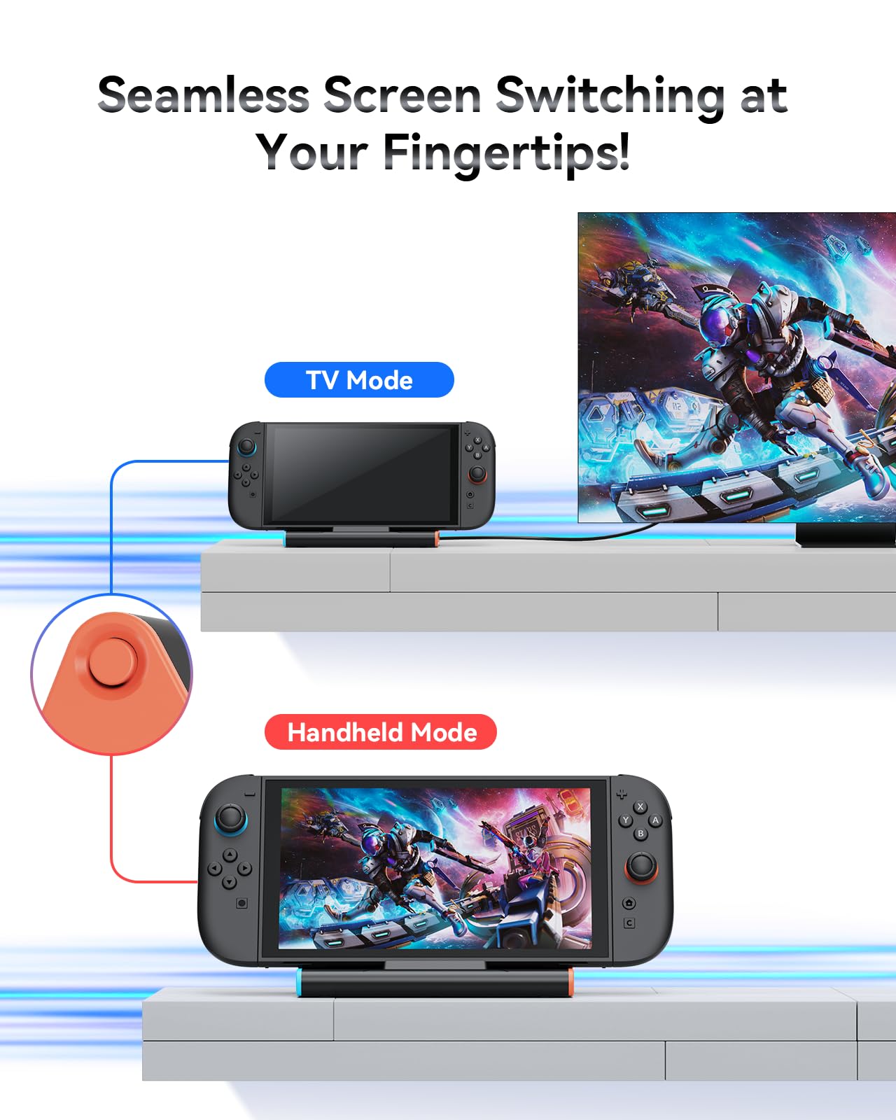 Switch 2 Base de TV con HDMI 4K a 60Hz 2.0A, 2 puertos USB 3.0, puerto LAN Ethernet, interruptor 2 TV PD 100W adaptador de corriente para juegos y carga