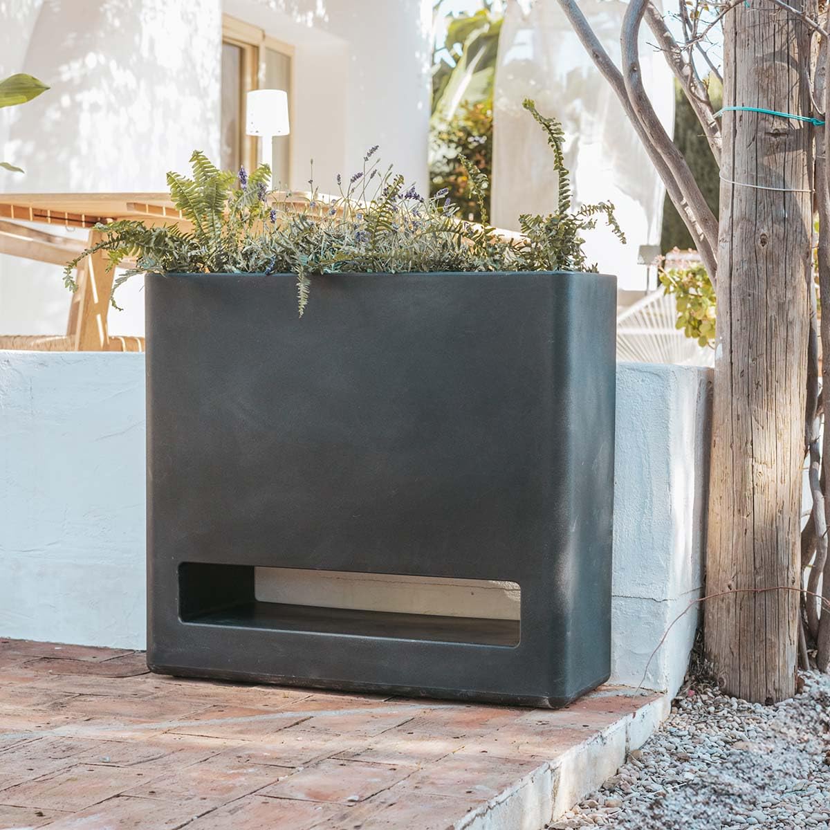 newgarden - Pot carré BROMELIA très résistant à l'extérieur. Plusieurs Tailles et Couleurs Disponibles. Fabriqué en polyéthylène en Espagne (Anthracite, 74 x 34 x 70 cm)