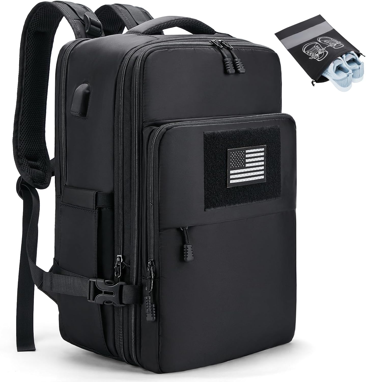 Travel Laptop Backpack for Men Women: Expandable Suitcase Carry On Backpack for Business Outdoor Hiking – Casual Daypack Weekender Bag for Adults – Black