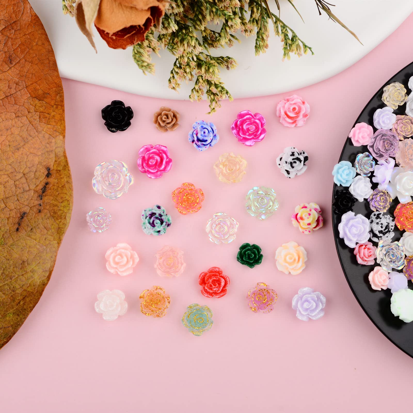 100 sztuk 3D kwiaty róża ozdoby do paznokci zestawy żywica akrylowa kamelia zdobienie paznokci biżuteria dla kobiet DIY rzemiosło manicure porady