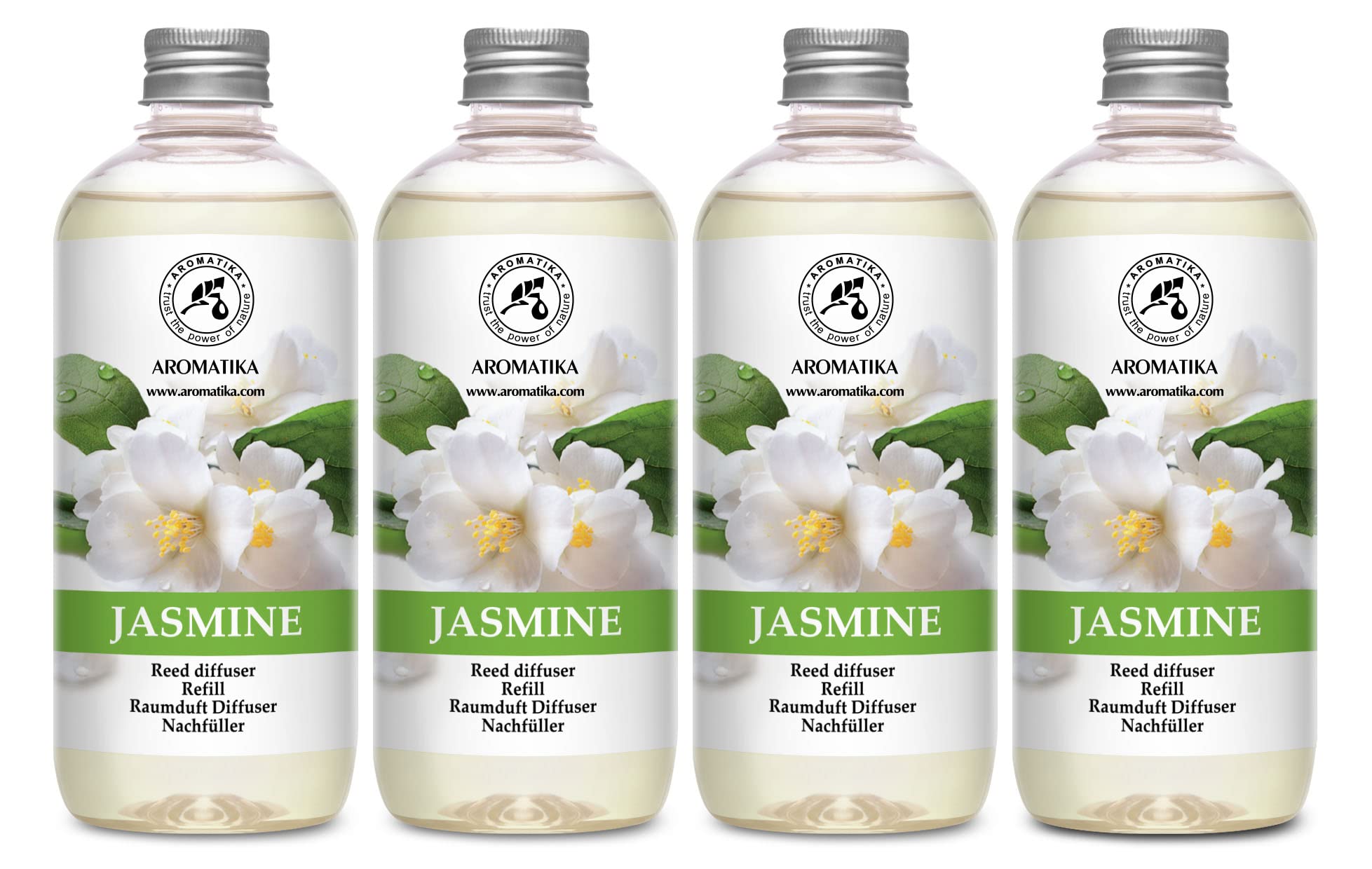 Jasmine Reed Diffuser Refill - 4x17 Fl Oz - Scented Reed Diffuser Refill - Home Fragrance - Air Freshener - Room Freshener - Floral & Long Lasting Scent - Aromatherapy