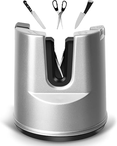 cambk Herramienta de afilado de cuchillos 3 en 1, pequeña ventosa fija, kit de afilado de cocina con varilla de pulido, accesorios de cocina para