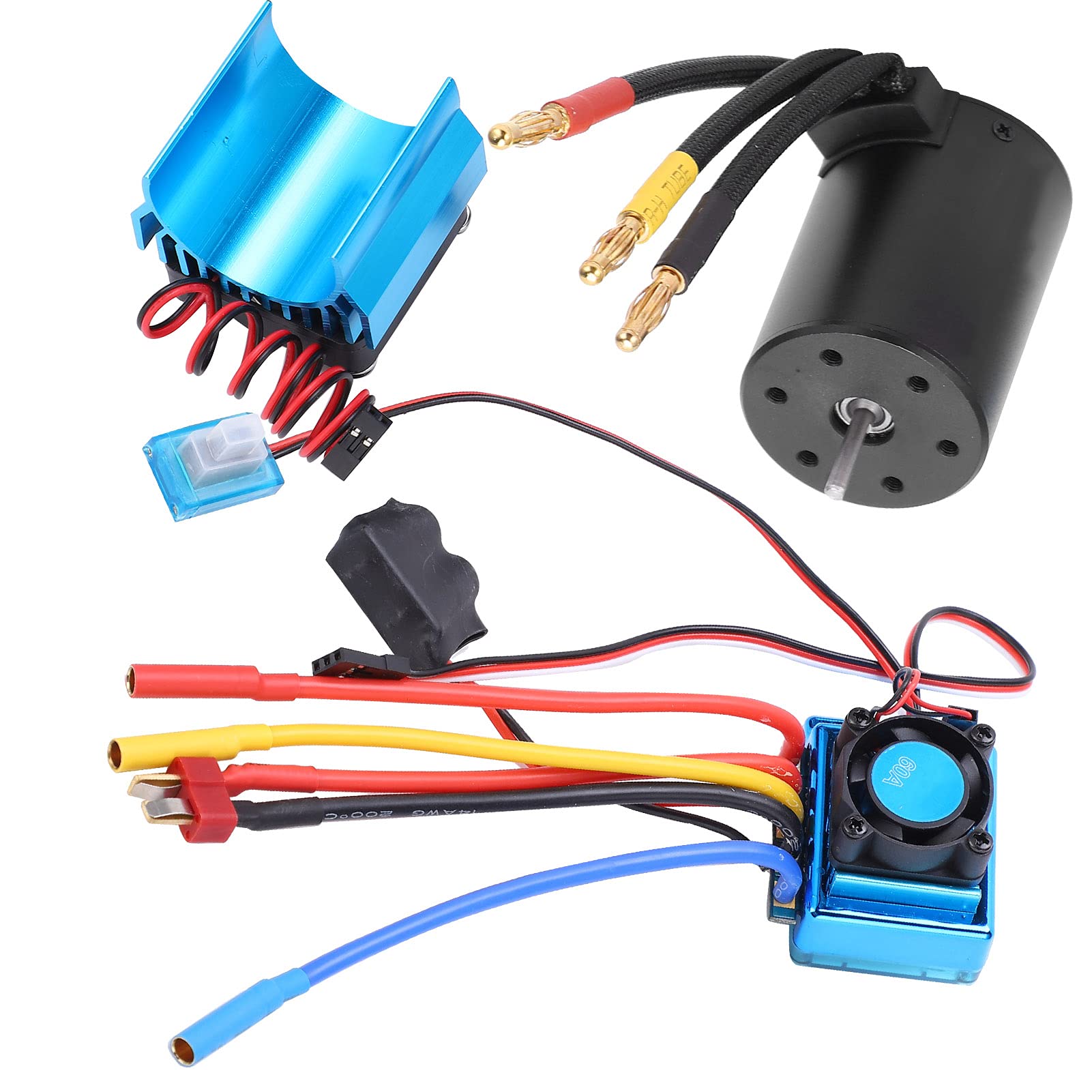 Yctze Silnik Bezszczotkowy 3650 2300KV i Zestaw 60A ESC z Radiatorem do Wyścigów Samochodowych /10 RC