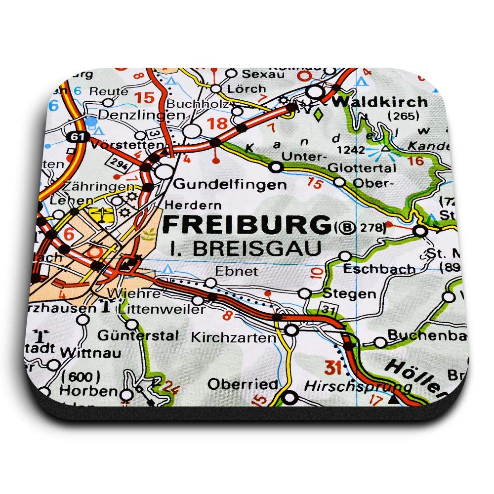 Destination Vinyl Ltd Multicolor 1 X Square Mdf Fridge Magnet - Freiburg Im Breisgau Germany German Map 45070