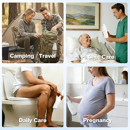 Miniatura 7 de Bidé portátil para viajes, bidé de viaje 550ML 4 modos de pulverización, rociador de bidé eléctrico de mano de alta presión recargable, compacto y