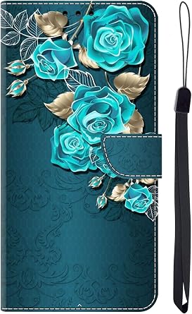 Case for Google Pixel 9a Wallet,Flip Folio PU LeatherProtective Phone Cover with Card Holder or Google Pixel 9a 2025 - Blue Rose
