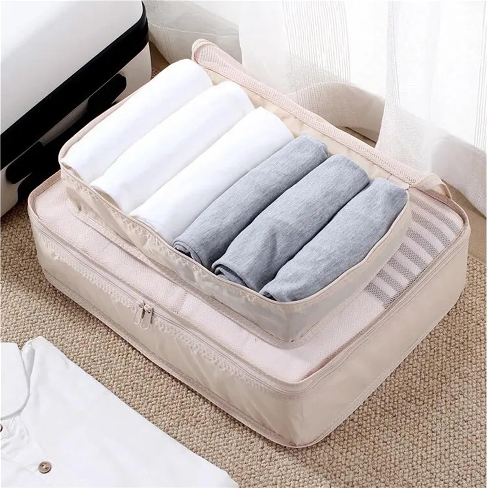 6 cubi da viaggio, impermeabili, for riporre valigie, vestiti, biancheria intima, scarpe, armadio, custodia portatile Organizer per valigie(Gray)