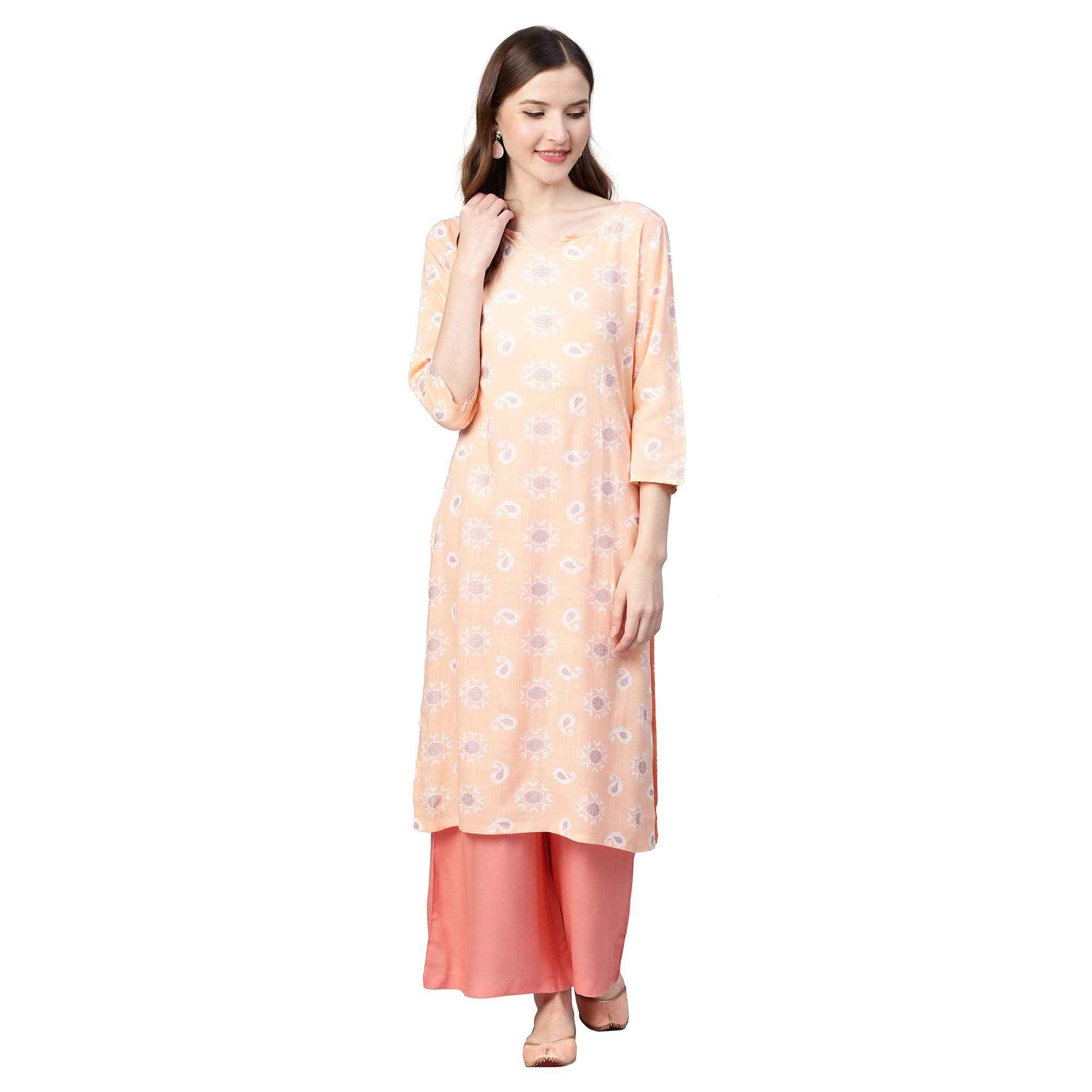 Idalia Peach Kurta With A Pair Of Palazzo