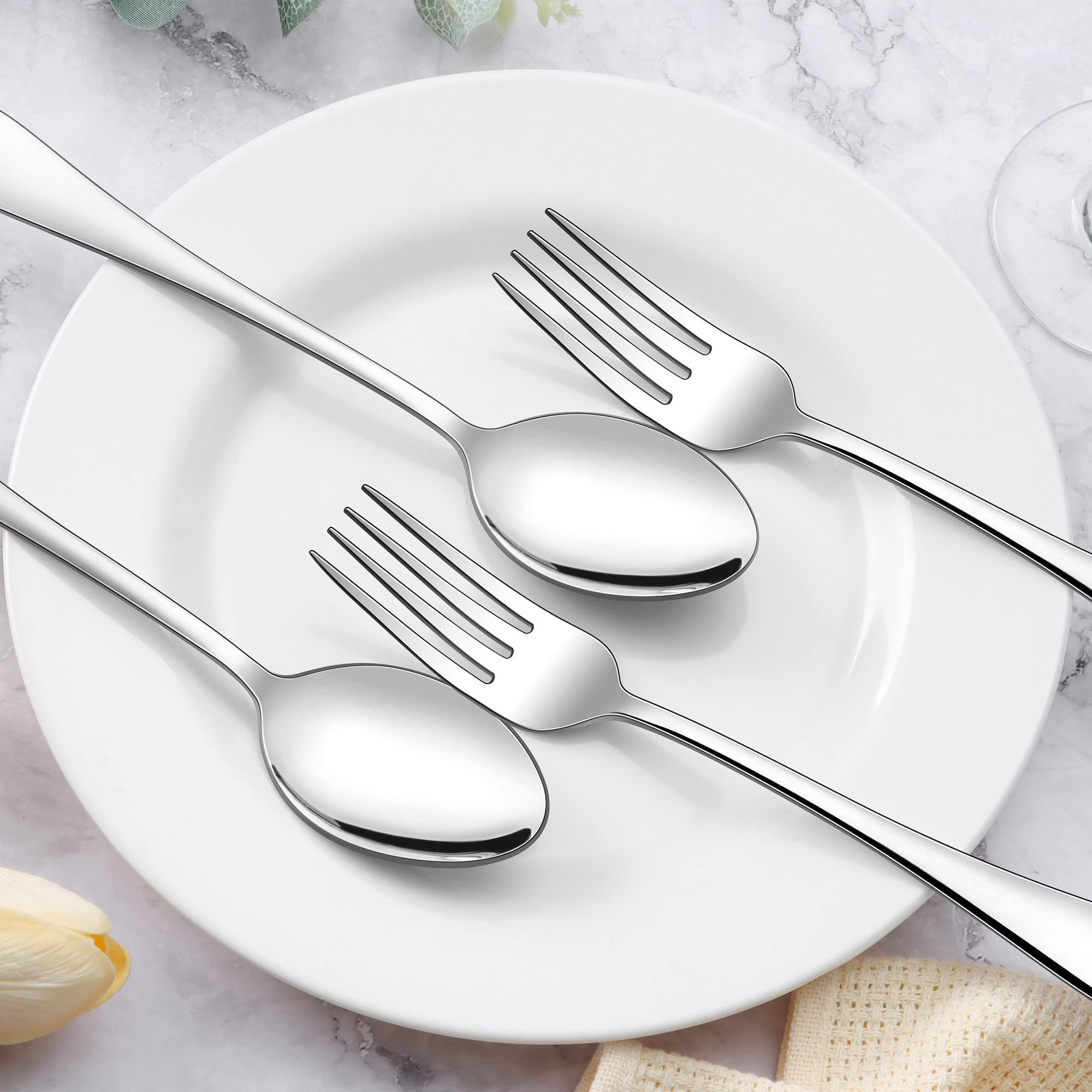 E-far 24-Piece Dinner Forks and Spoons, Stainless Steel Silverware Set, 8" — Amazon image 3