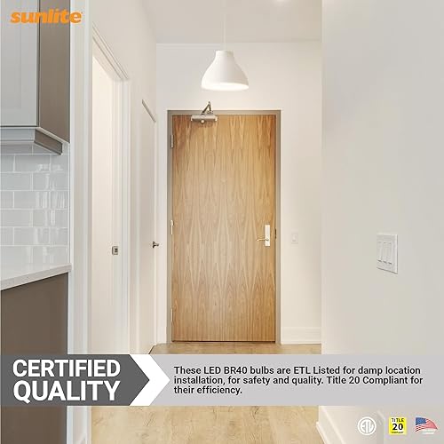 Miniatura 6 de Sunlite 81489 Bombilla LED BR40 reflectora, 13 vatios (equivalente a 85 vatios), 120 V, 1150 lúmenes, base E26 media, 90 CRI, regulable, Energy