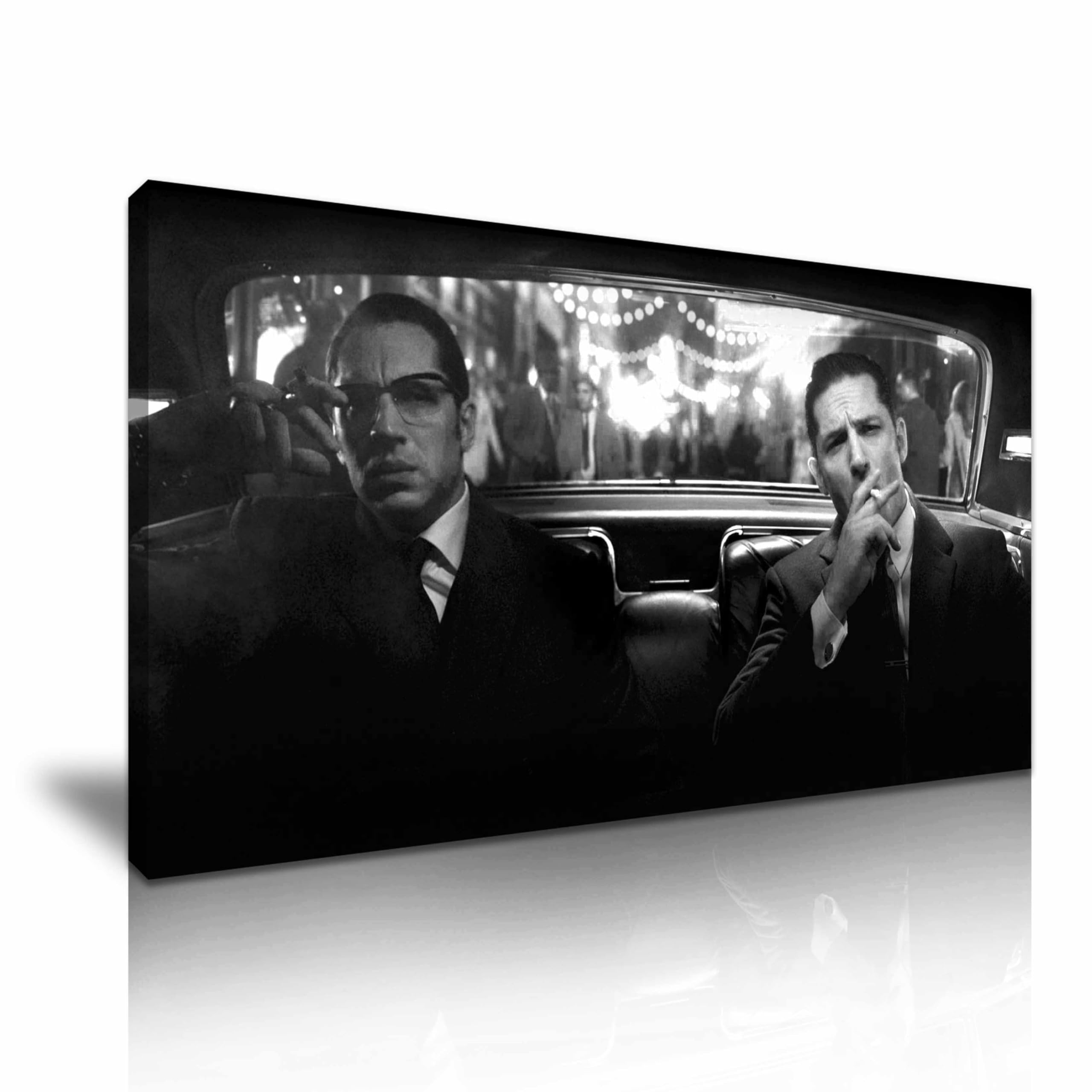 Legend Movie The Kray Twins Brothers Canvas Wall Art Picture Print Best Gift for Home Office Room Black & White Gangsters, Twins Reggie and Ronnie Kray (XL:101.6cm x 50.8cm)