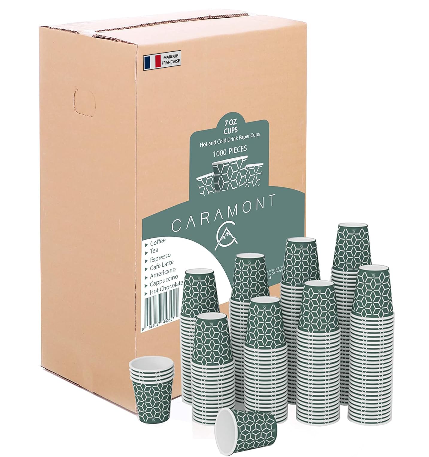 Lot De 100 Gobelets En Carton 7 Oz Caramont - Résistants à La Chaleur, Pour Boissons Chaudes Et Froides - Biodégradables