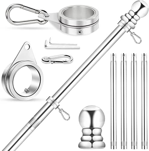 House Flag Pole, REERON 5 FT Metal Spinning Flagpole Kit,