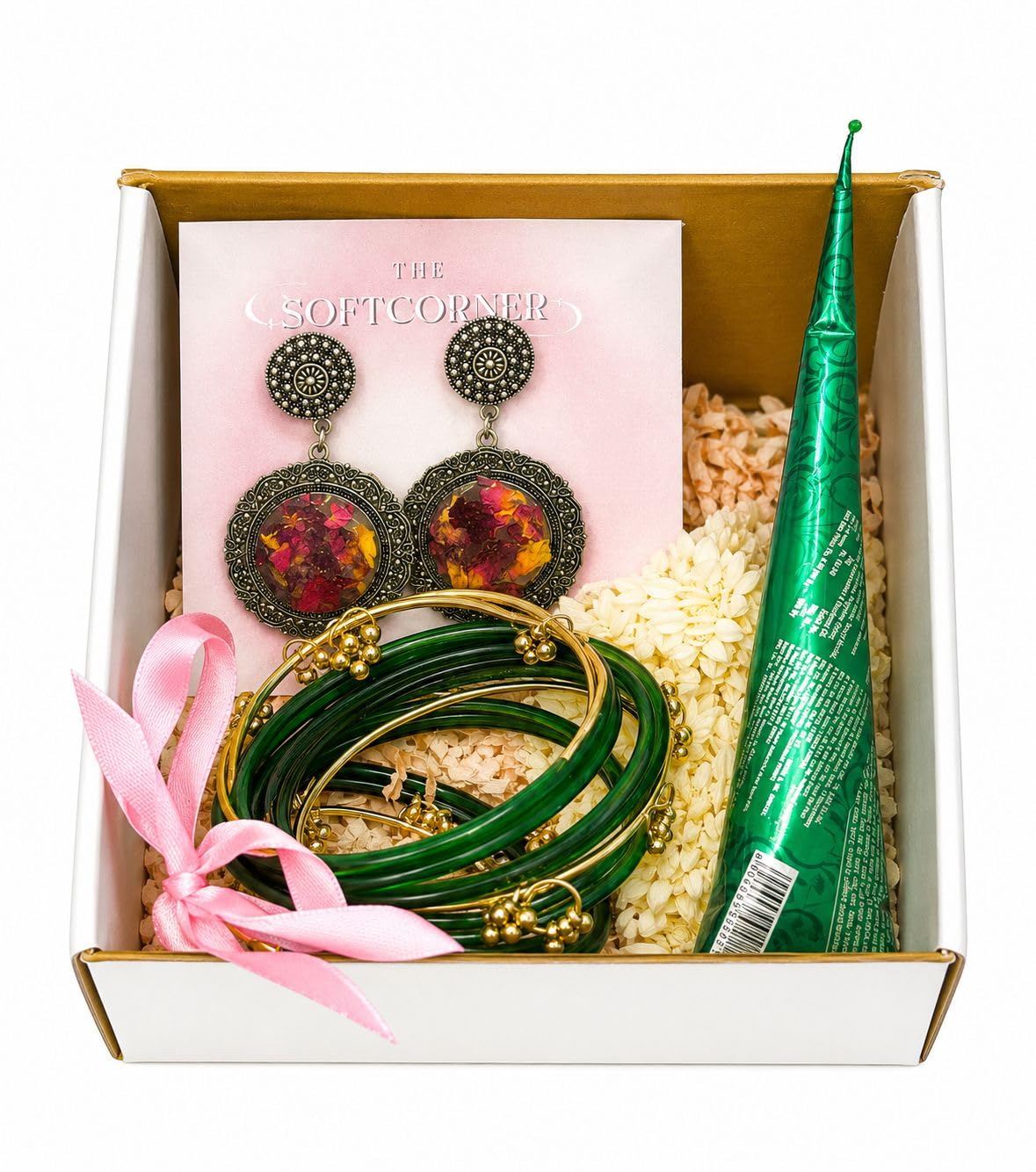 Sawan Hamper with Mehndi, Green Bangles, Gajra & Bindi-image-42