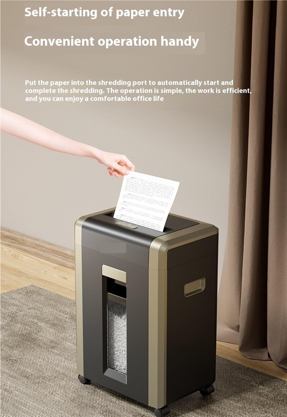 Duża pojemność 23L poufna niszczarka do papieru Biuro Domowe niszczenie dużych dokumentów Niszczarka biurowego Zabezpieczenie przed przegrzaniem