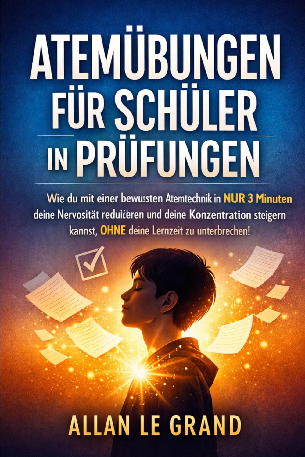 ATEMÜBUNGEN FÜR SCHÜLER IN PRÜFUNGEN: Wie du mit einer bewussten Atemtechnik in NUR 3 Minuten deine Nervosität reduzieren und deine Konzentration steigern kannst, OHNE deine Lernzeit zu unterbrechen!