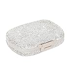 EveryBling Medicine Organizer 8 Compartments Portable Travel Pill Organizer Crystal Small Pill Box Weekly Pill Container Daily Pill Holder Case for Vitamins,Cod Liver Oil, Supplement(Silver)