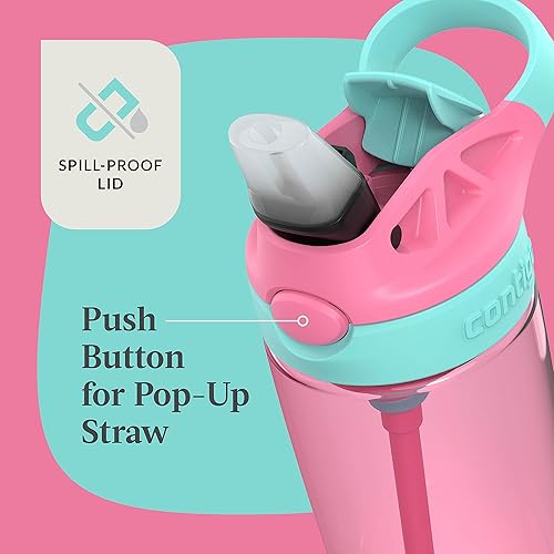 Miniatura 4 de Contigo Aubrey - Botella de agua limpia para niños con popote de silicona y tapa a prueba de derrames, apta para lavavajillas, 20 onzas, paquete de