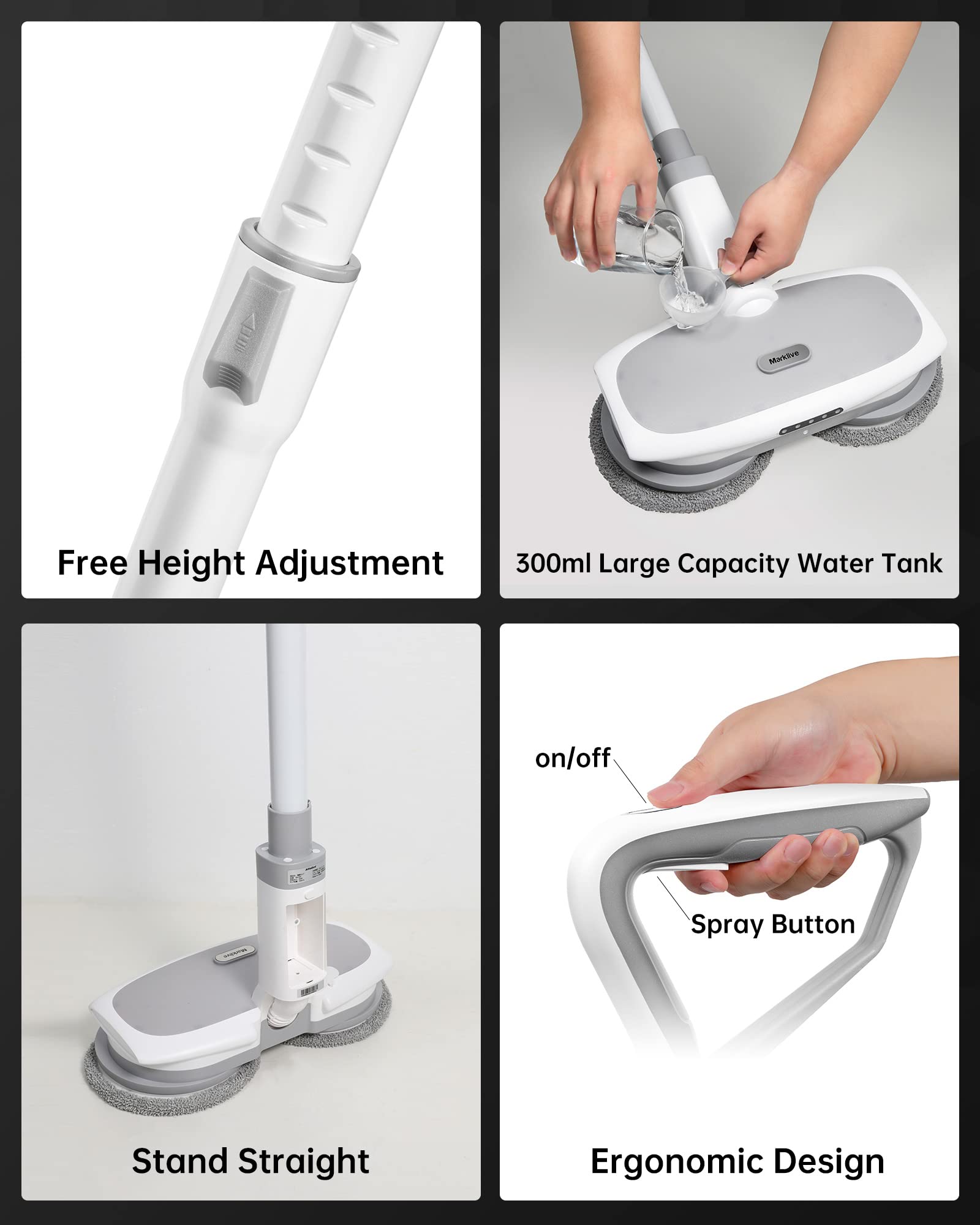 Buy MARK LIVE Cordless Electric Spin Mop, Hardwood Floor Cleaner with