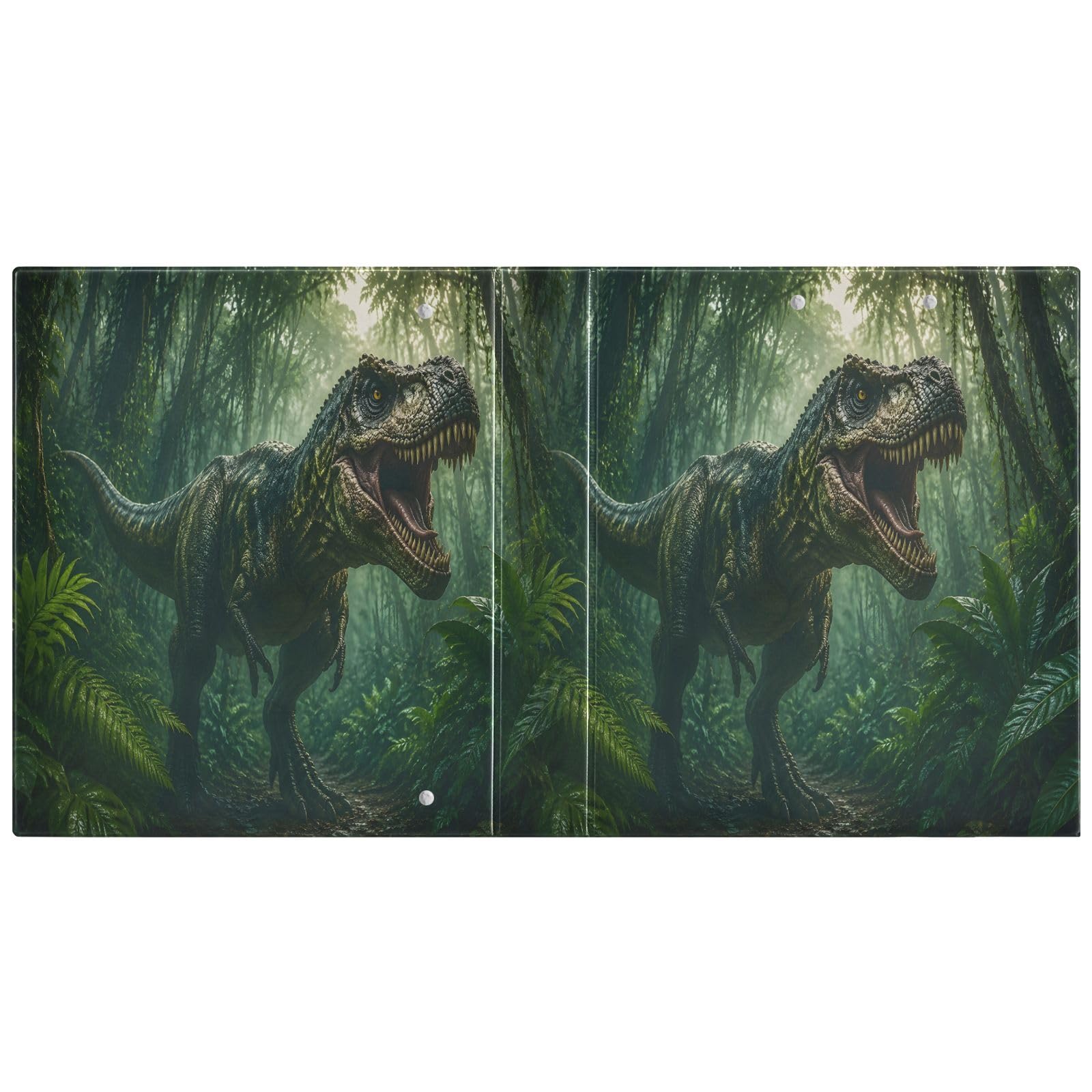 Raccoglitore a 3 anelli con dinosauro verde, 3,8 cm, contiene 200 fogli, 3 raccoglitori ad anelli con clip in metallo antiscivolo