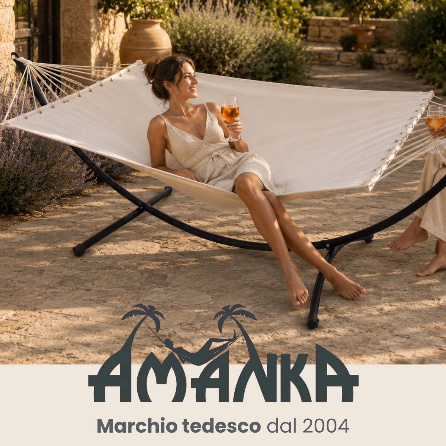 AMANKA 300 x 100 cm, telaio per amaca da esterni, fino a 120 kg, resistente alle intemperie, in metallo, per altalena, per amaca