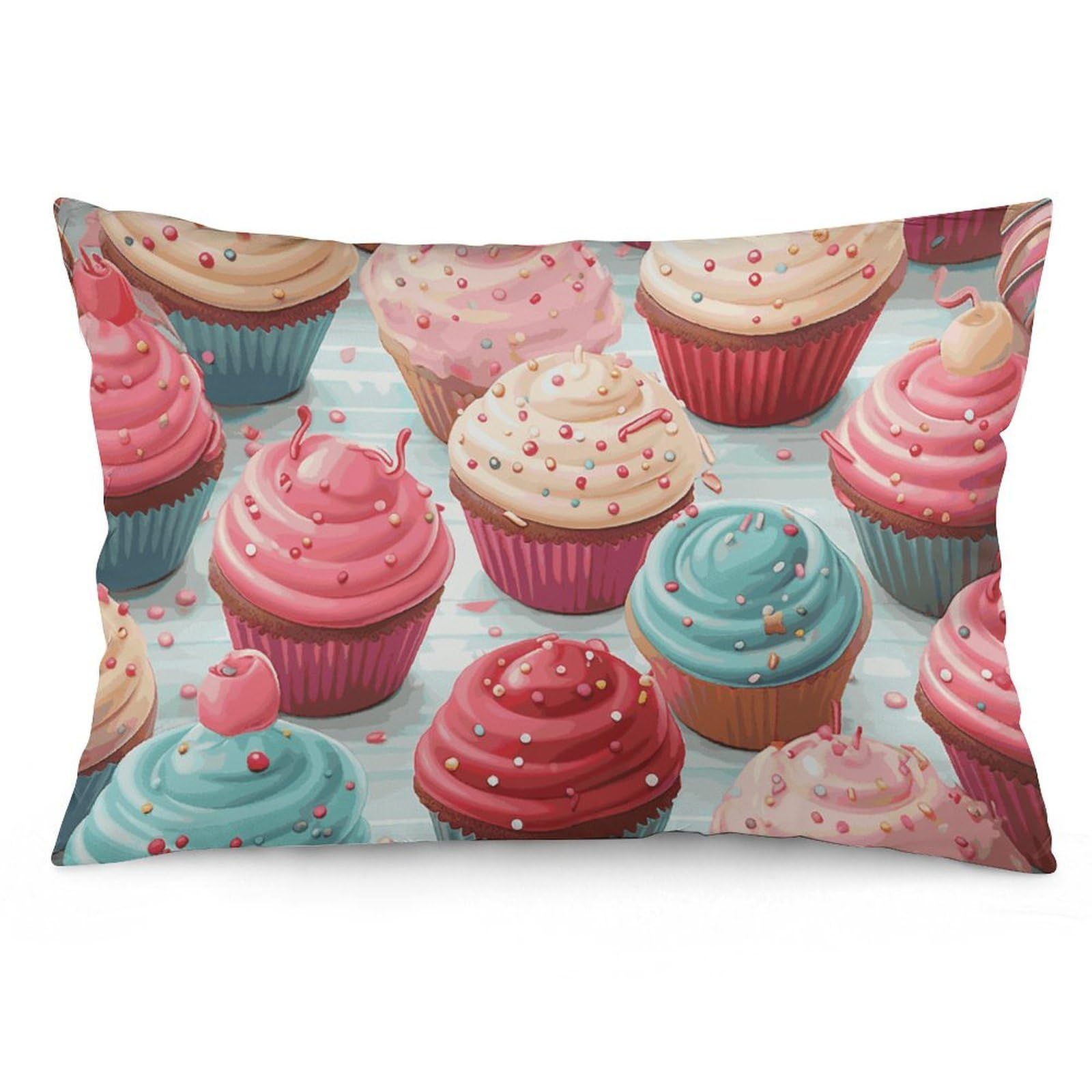 2 Pack Pillow Cases for Hair and Skin, Soft Breathable Pillow Case Covers with Hidden Zipper, Colorful Sweet Lollipop Cupcake Donut Pillowcase 20"x30" Pillow Covers for Sleeping Gift