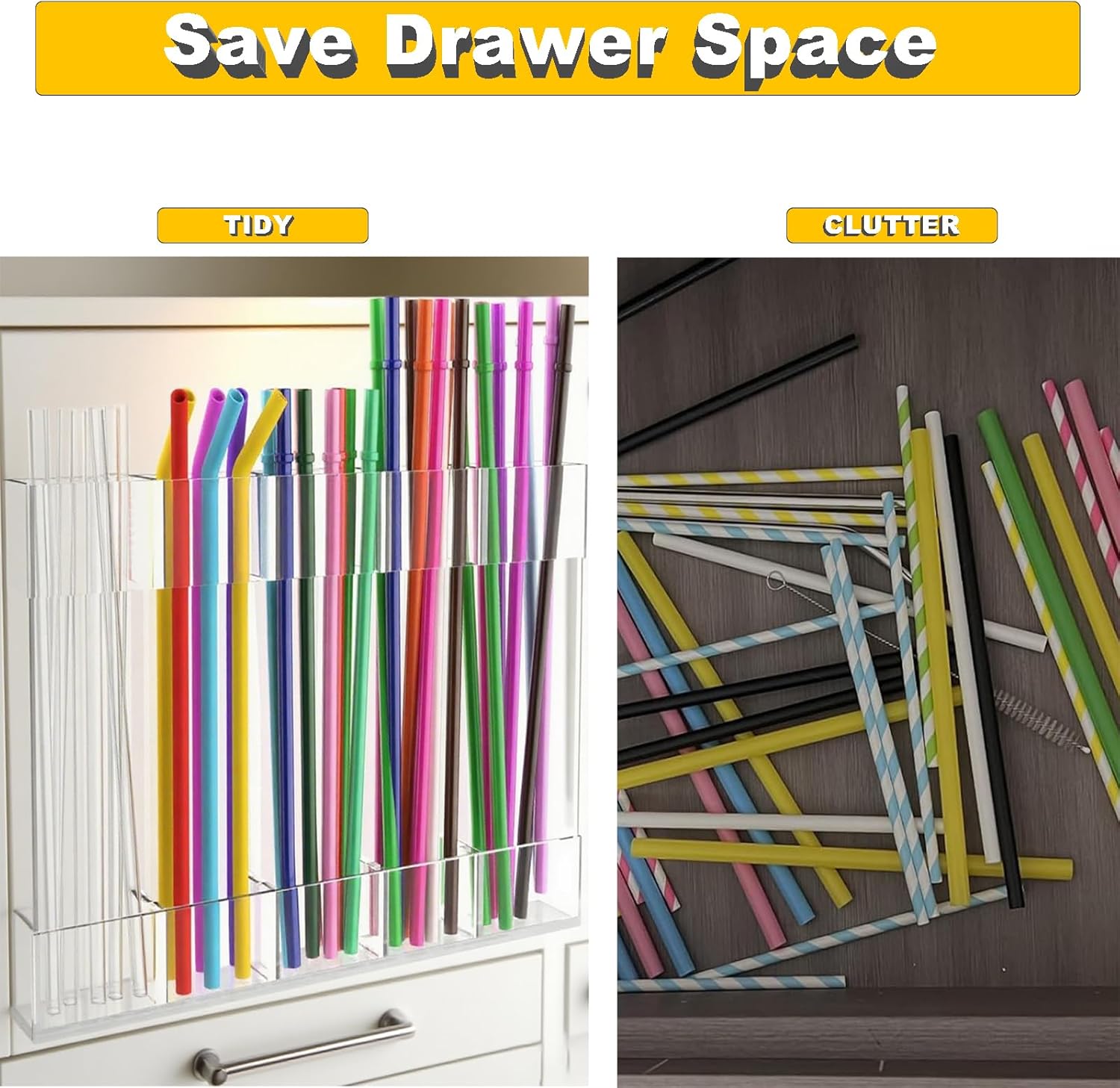 Acrylic Straw Holder for Cabinet Door Reusable Tumbler Straw Organizer Storage Small Kitchen Accessories Container for Kitchen Counters and Cupboards - Image 3