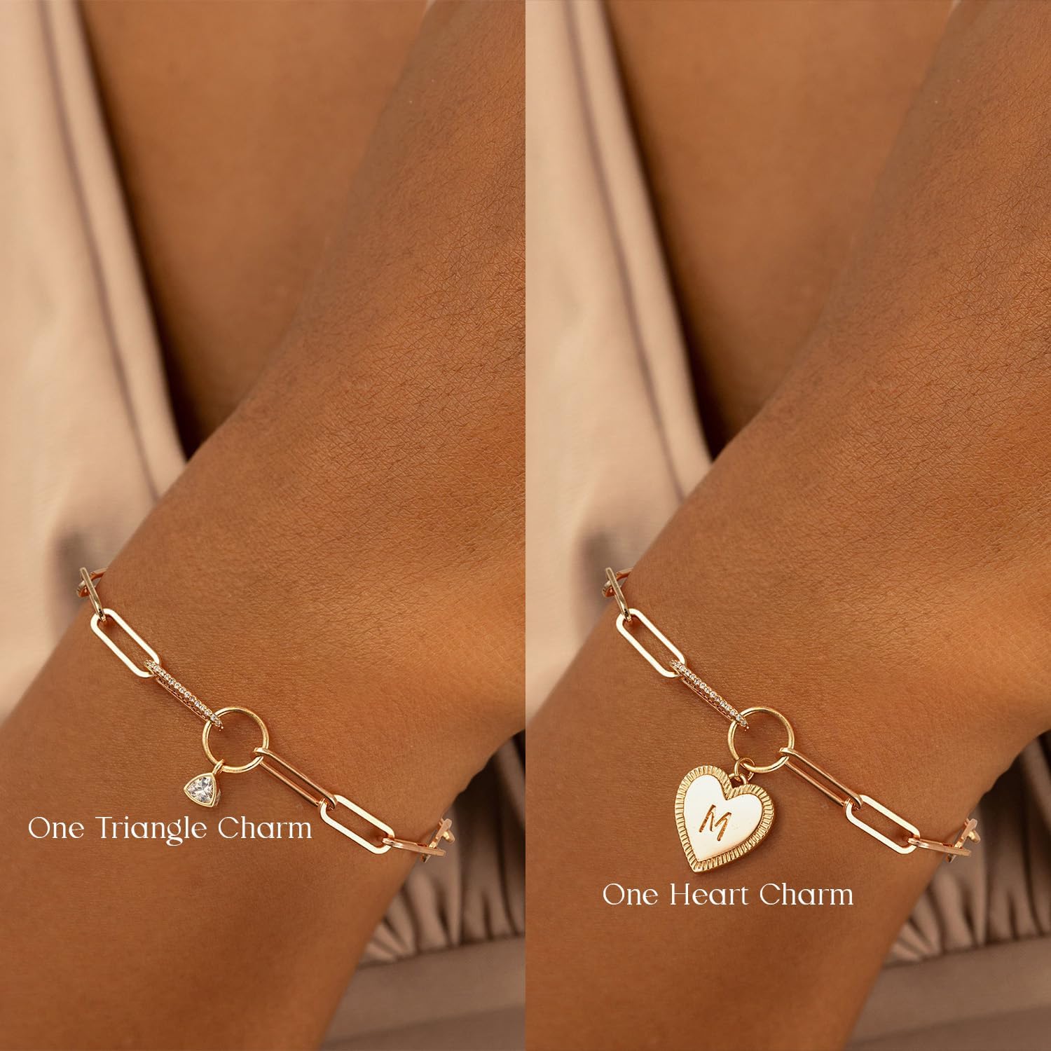 MYEARS Valentines Day Gifts for Women - Gold Initial Bracelets for Women Trendy 14K Gold Plated Heart Letter A-Z Charm Bracelets Paperclip Chain Personalized Jewelry Birthday Gifts for Her - Image 4