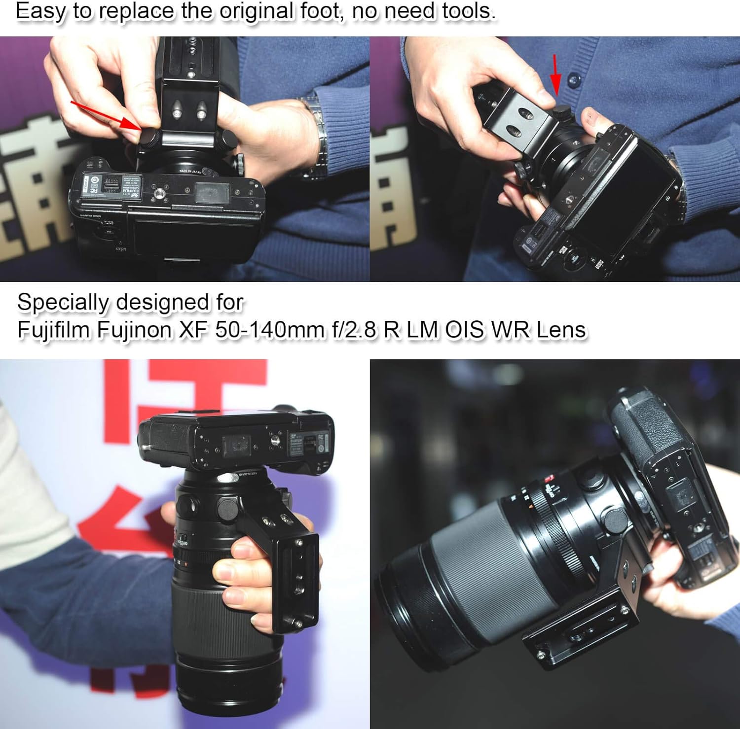 Lens Collar Stand Replacement Foot Tripod Mount Ring Base Socket Compatible with Fujifilm Fuji XF 50-140mm f/2.8 R LM OIS WR, Lens Support Holder with Arca Fit Quick Release Plate Dovetail Groove