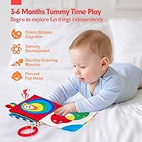 Vista 5 de hahaland Libros para bebés de 0 a 6 meses – 2 piezas de juguetes para bebés de 0 a 19.7 ft de tiempo boca abajo, juguetes para recién nacidos