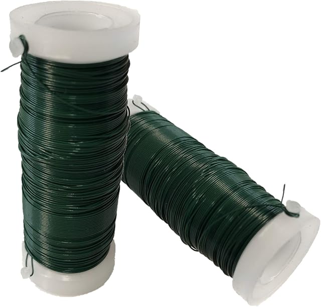 2 Roll 0.35 mm Green Florists Wire Floral Wire for Flower Arrangements,Binding Wire for Floristry & Flower Arranging,Flexible Paddle Wire for Craft Binding,Flower Wreath Making,Xmas Wreath Wire
