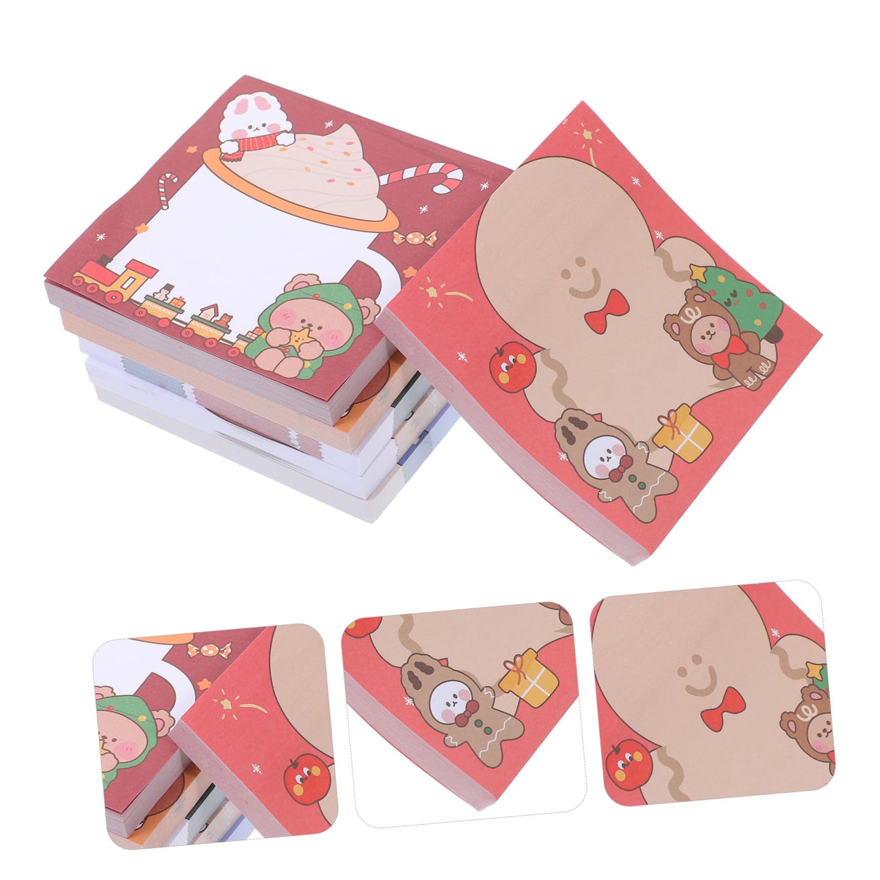 3 Sets Festliches Weihnachts-kawaii-briefpapier Selbstklebende Memo-notizen Glattes Schreiben Für Das Bürostudium 12 Stück * 3