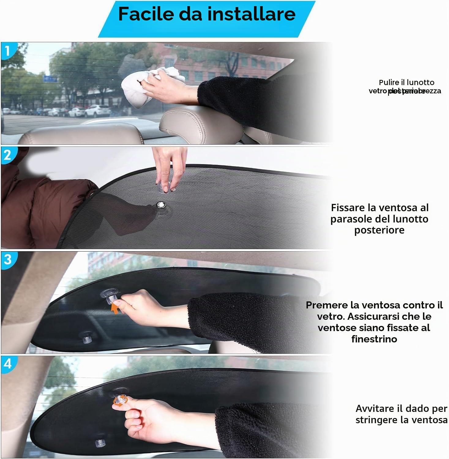 ZATOOTO Parasole Auto Per Lunotto Posteriore, Aletta Parasole Pieghevole Per Lunotto Auto Con Ventose, Visiera per Lunotto Posteriore in Rete, 95 x 32 cm