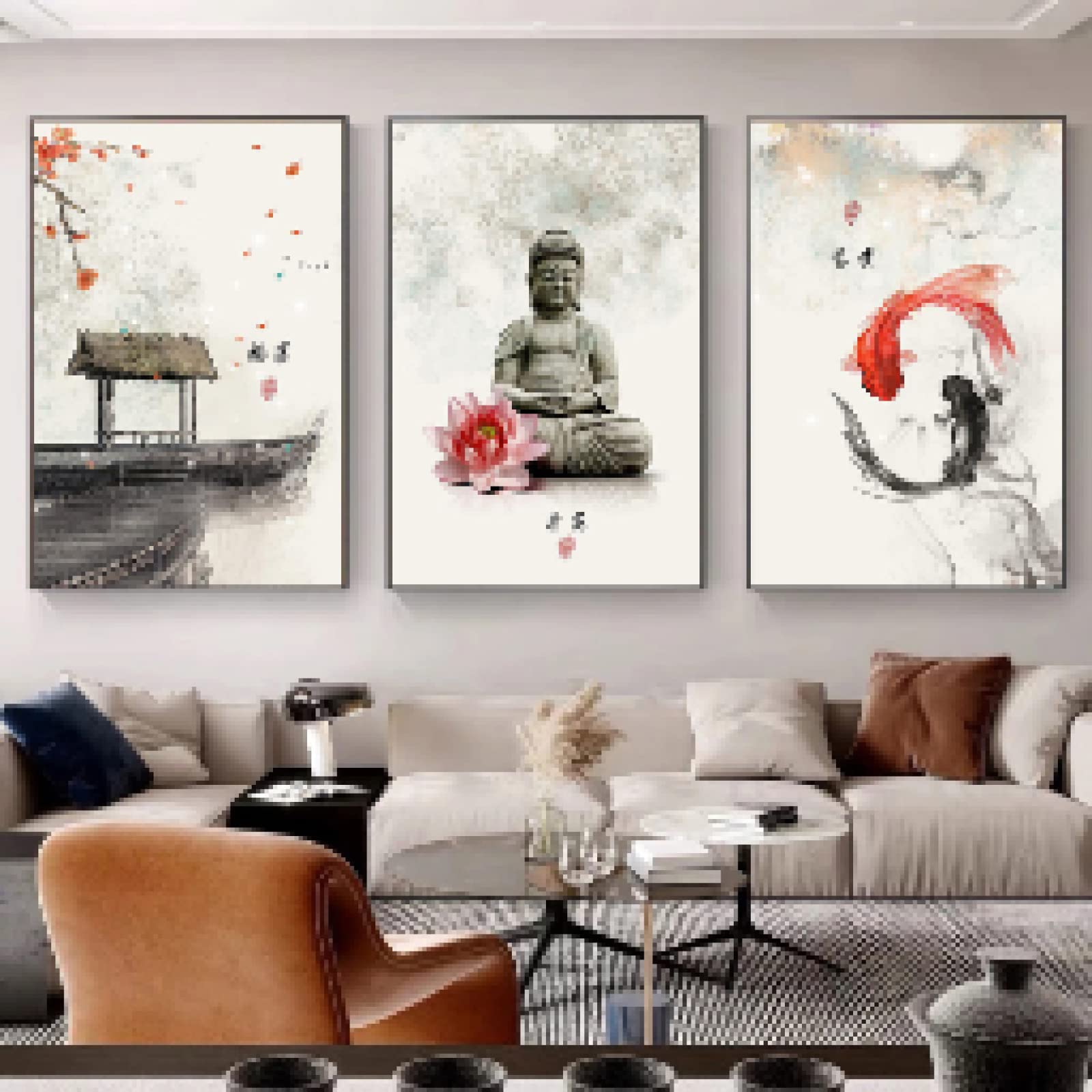 Affiche Chinois Bouddhisme toile poisson nature morte - 8