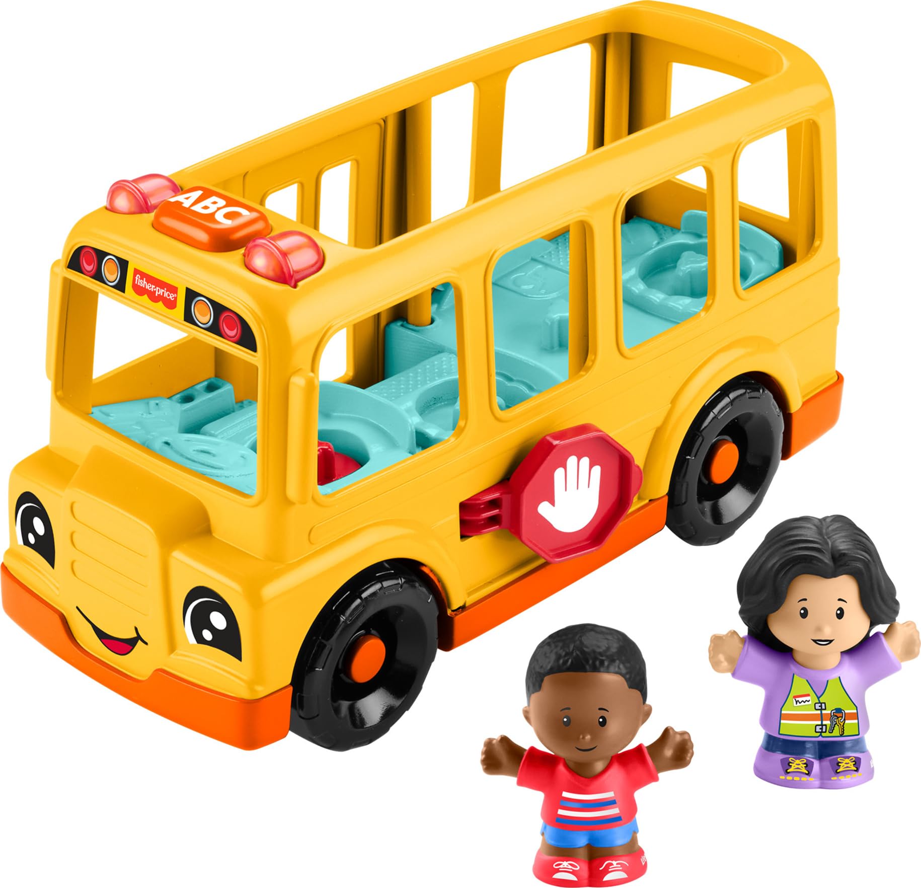 fisher-price little people toddler toy school bus musical push-along vehicle with 2 figures for pretend play ages 1 years