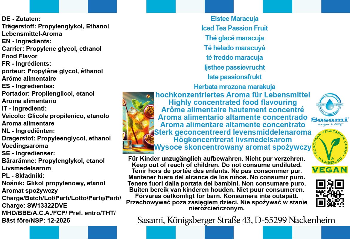 Herbata mrożona marakuja aromat koncentrat – Wegański – Sasami – 100ml