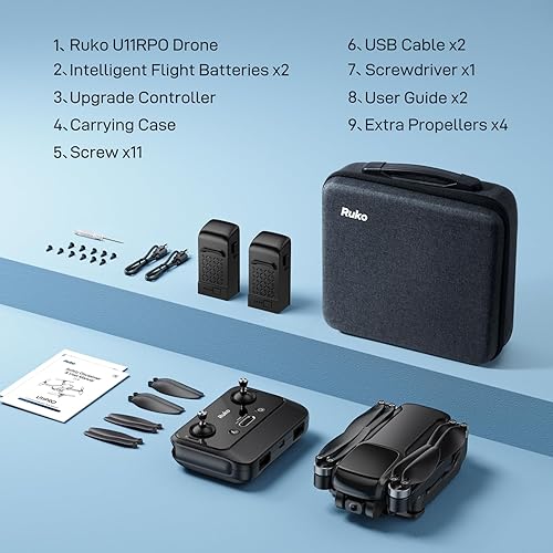 Miniatura 6 de Ruko U11PRO Drones plegables con cámara para adultos de 4 K 52 minutos de tiempo divertido GPS primer dron con Bluetooth Quadcopter RC UAV con funda