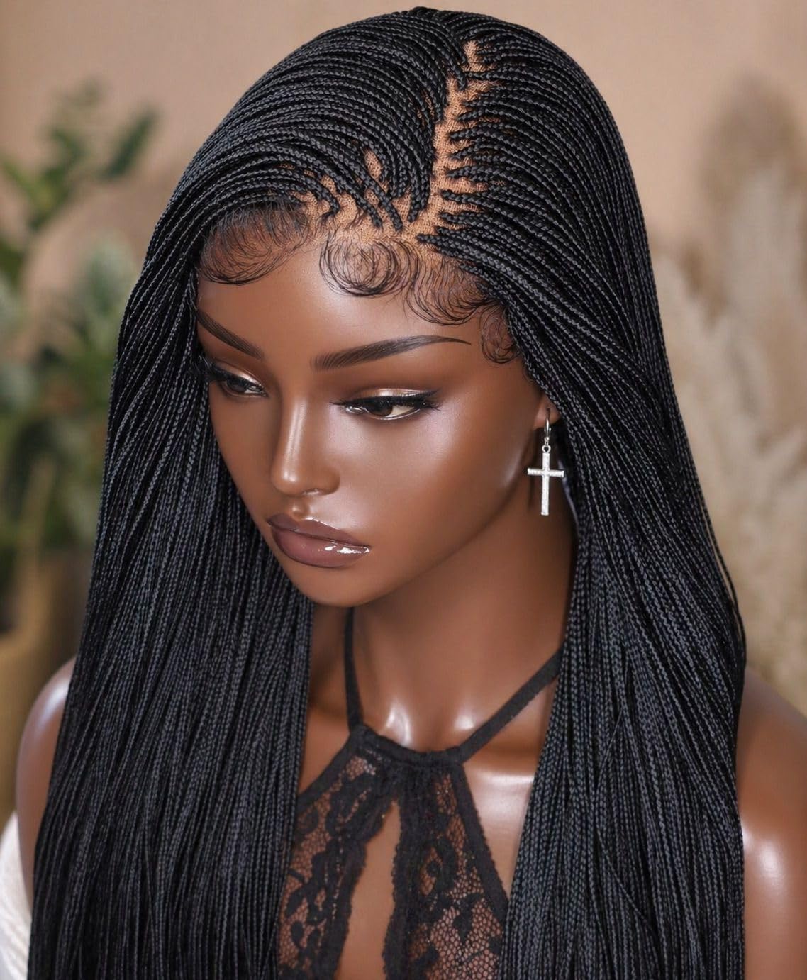 Photo 1 of Forever Braids Full Lace Box Braids Wig - Jet Black, 26 Inch