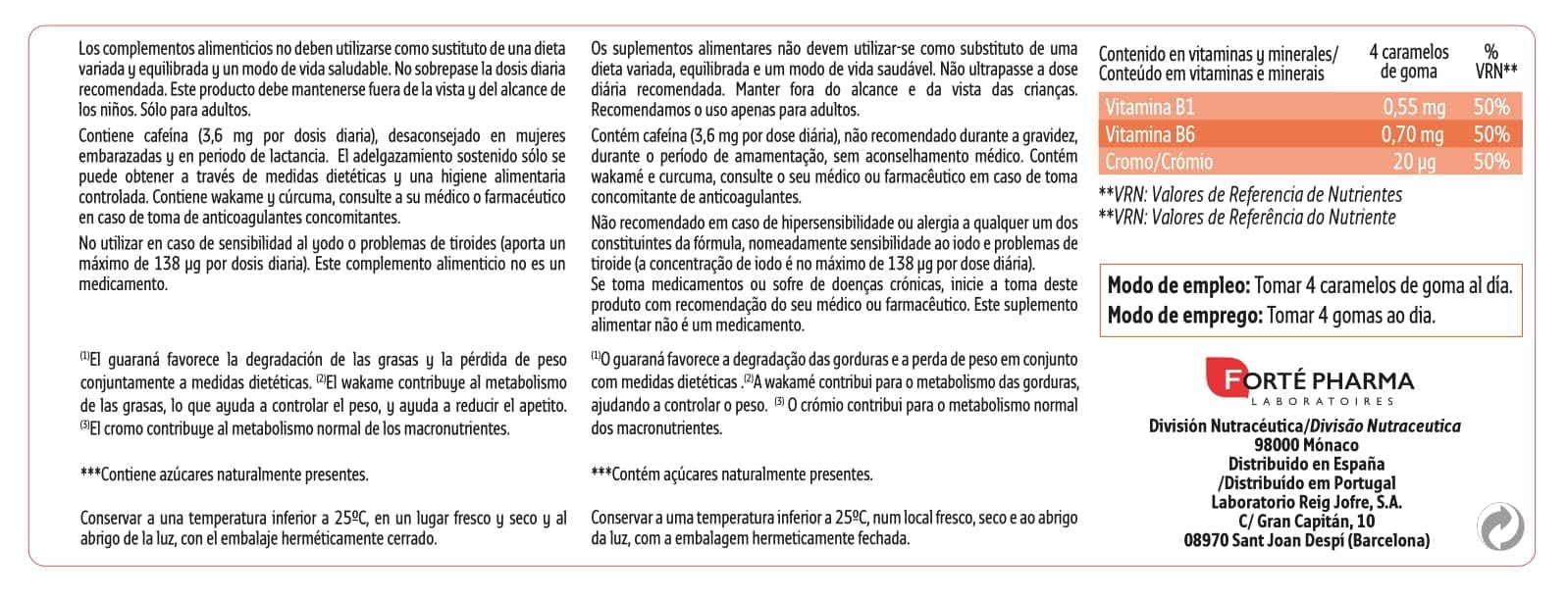 Quemador de Grasas Extra XTRASLIM 700 GUMMIES, 60 Caramelos de Goma - Forté Pharma
