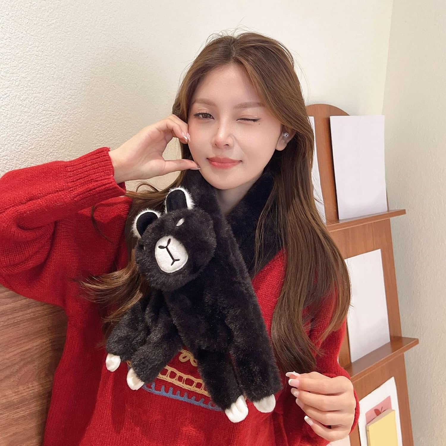 Scarf, Cartoon Animal Plush Scarf for Winter Lovely Neck Shawl Kids Winter Warm Neckwear Outdoor Activity Scarves