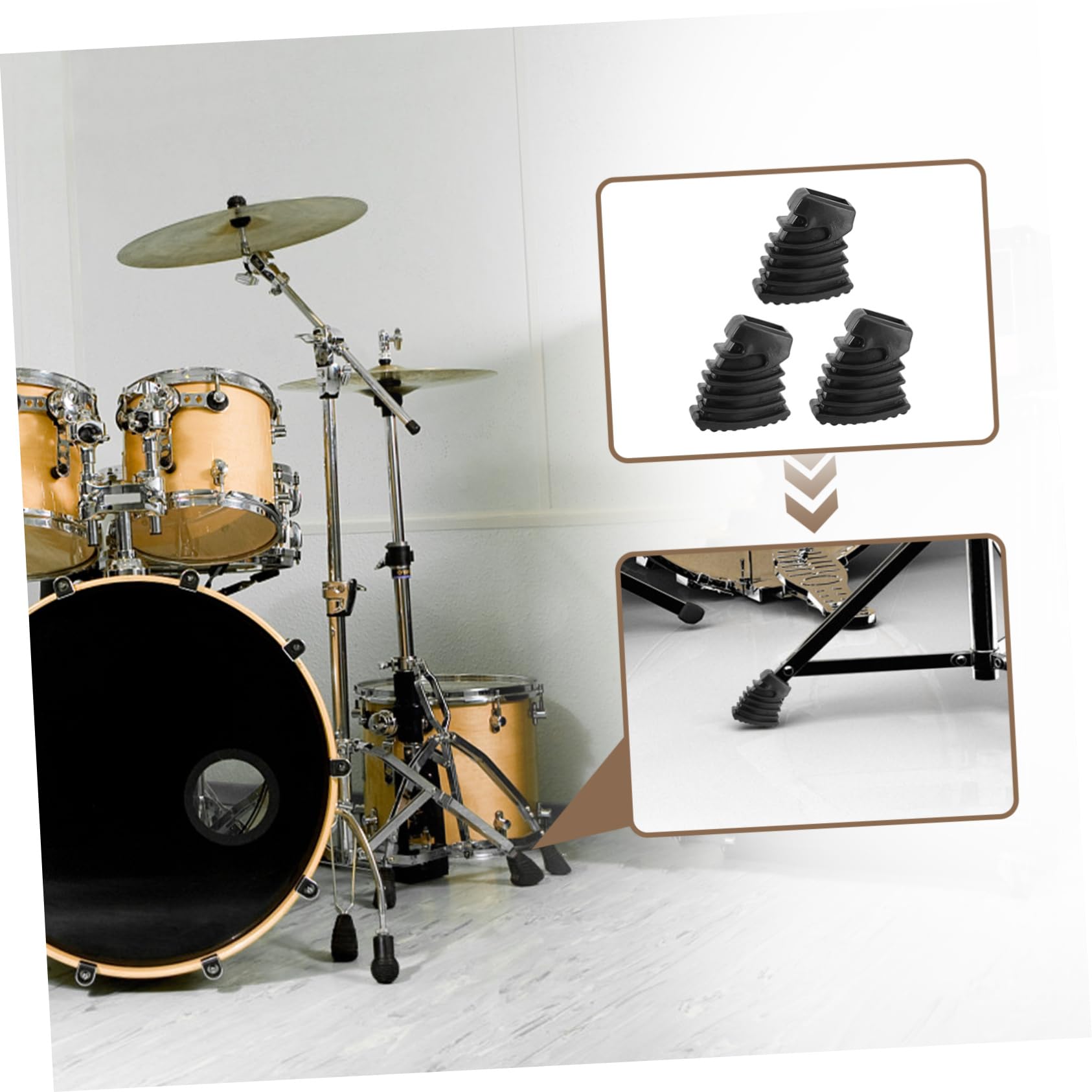 3pcs Pearl Feet Foot Drum Cymbal Stand Feet Floor Tom
