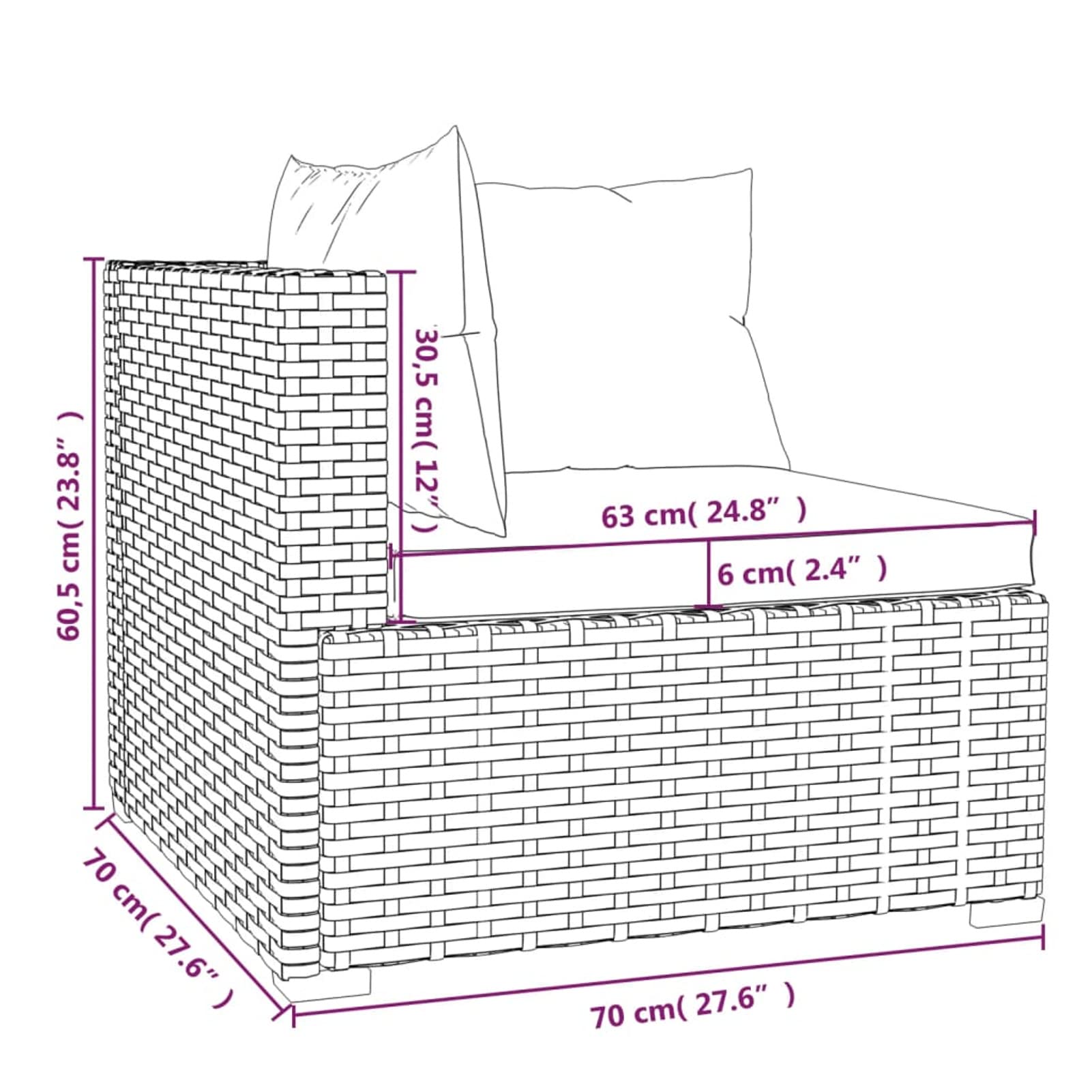 Gecheer Set 3 pz,Divani,da Giardino,per Esterno,3 Posti,in Polyrattan,Marrone,Divano 3 Posti da Giardino da Esterno,Salotto da Giardino,da Esterno,Divano Modulare,Divano in Polyrattan