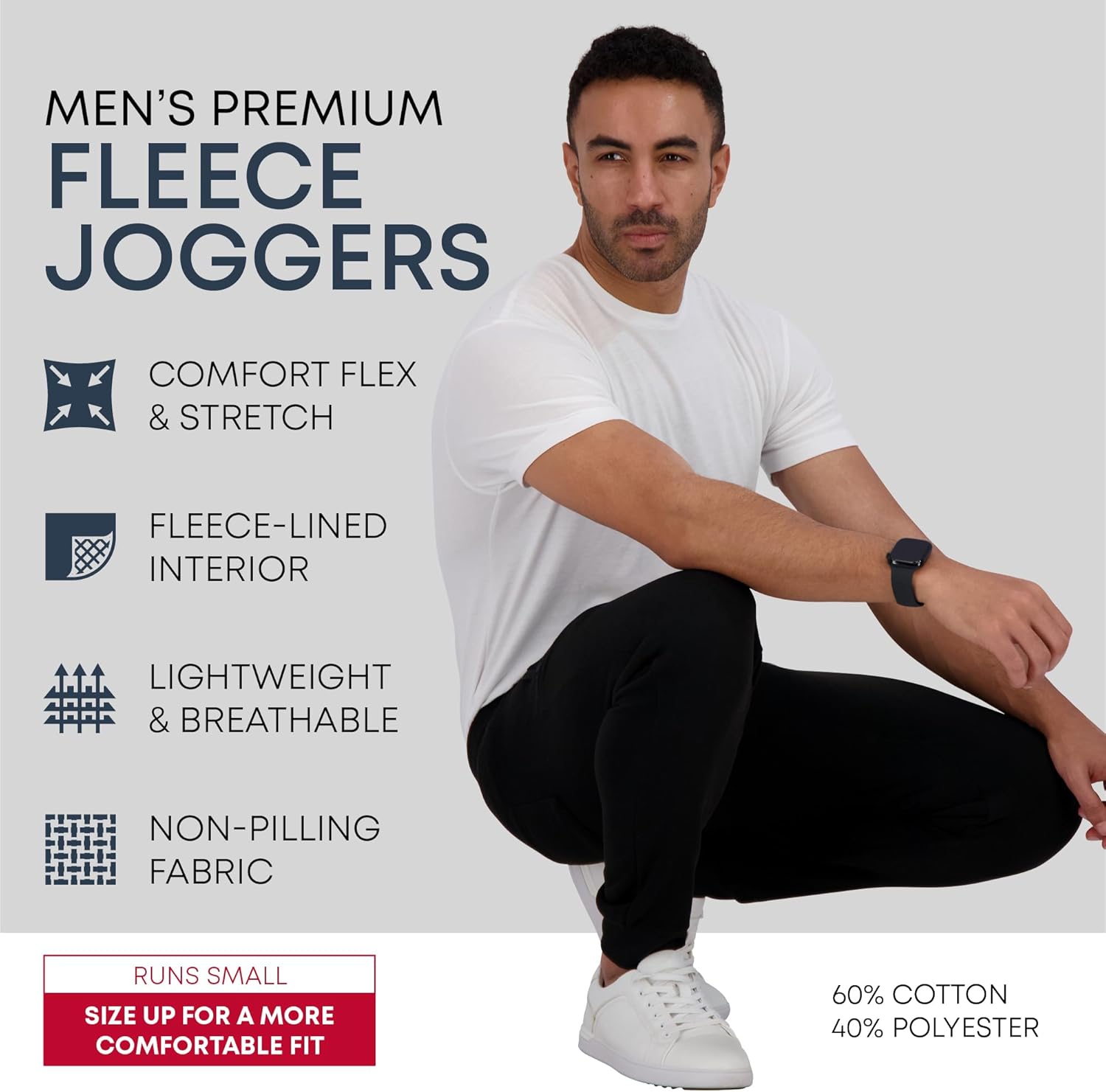 Fleece Mens Joggers with Zipper Pockets, Mens Sweatpants, Workout Sweats for Men S-2XL - Image 4