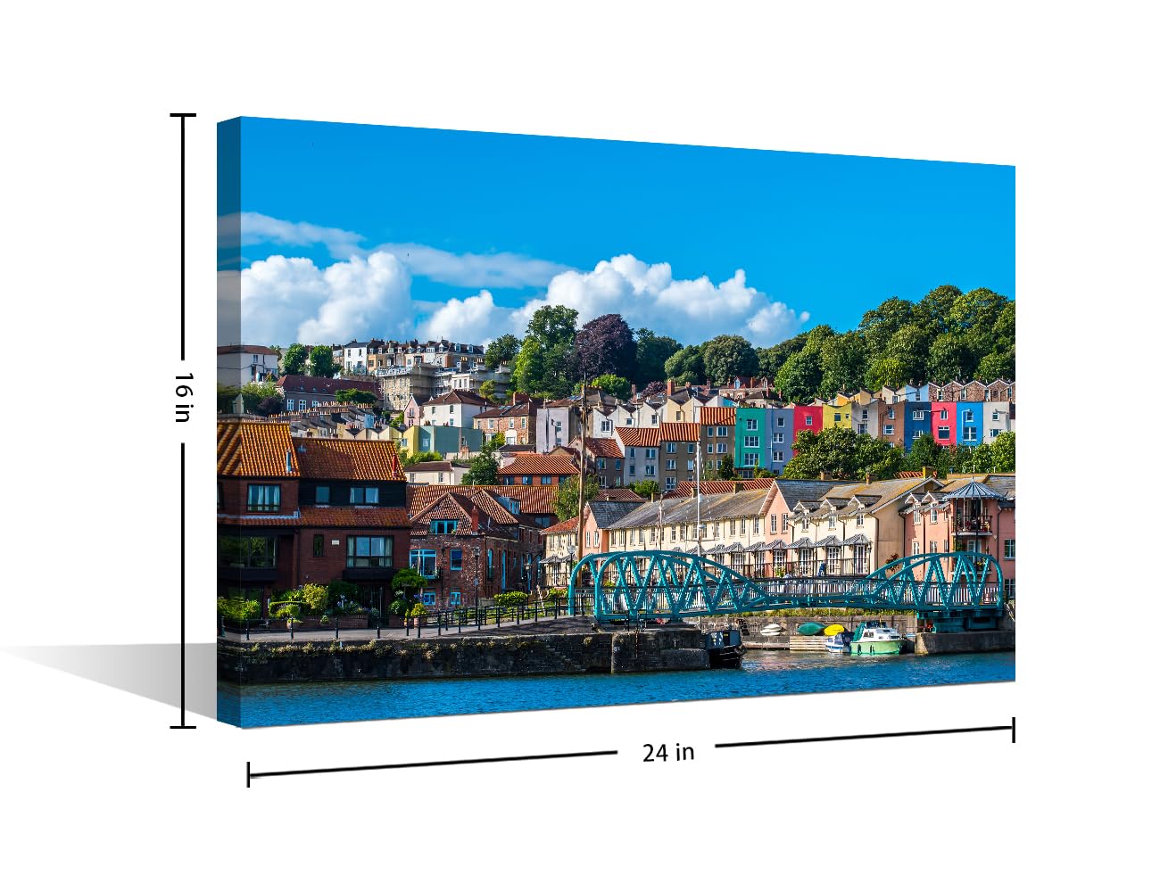 TISHIRON Bristol Cityscape Wall Art for Living Room Natural Colours Canvas Modern Home Decor England United Kingdom House Decorations Skyscraper Prints Framed Ready to Hang 16"x24" - Image 2