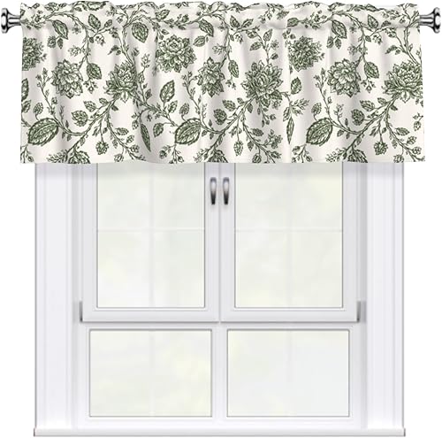 Miniatura 46 de Cenefa navideña para ventana - Cenefa de cortina de muñeco de nieve con bolsillo para varilla, árbol de Navidad, copo de nieve, tratamiento rojo