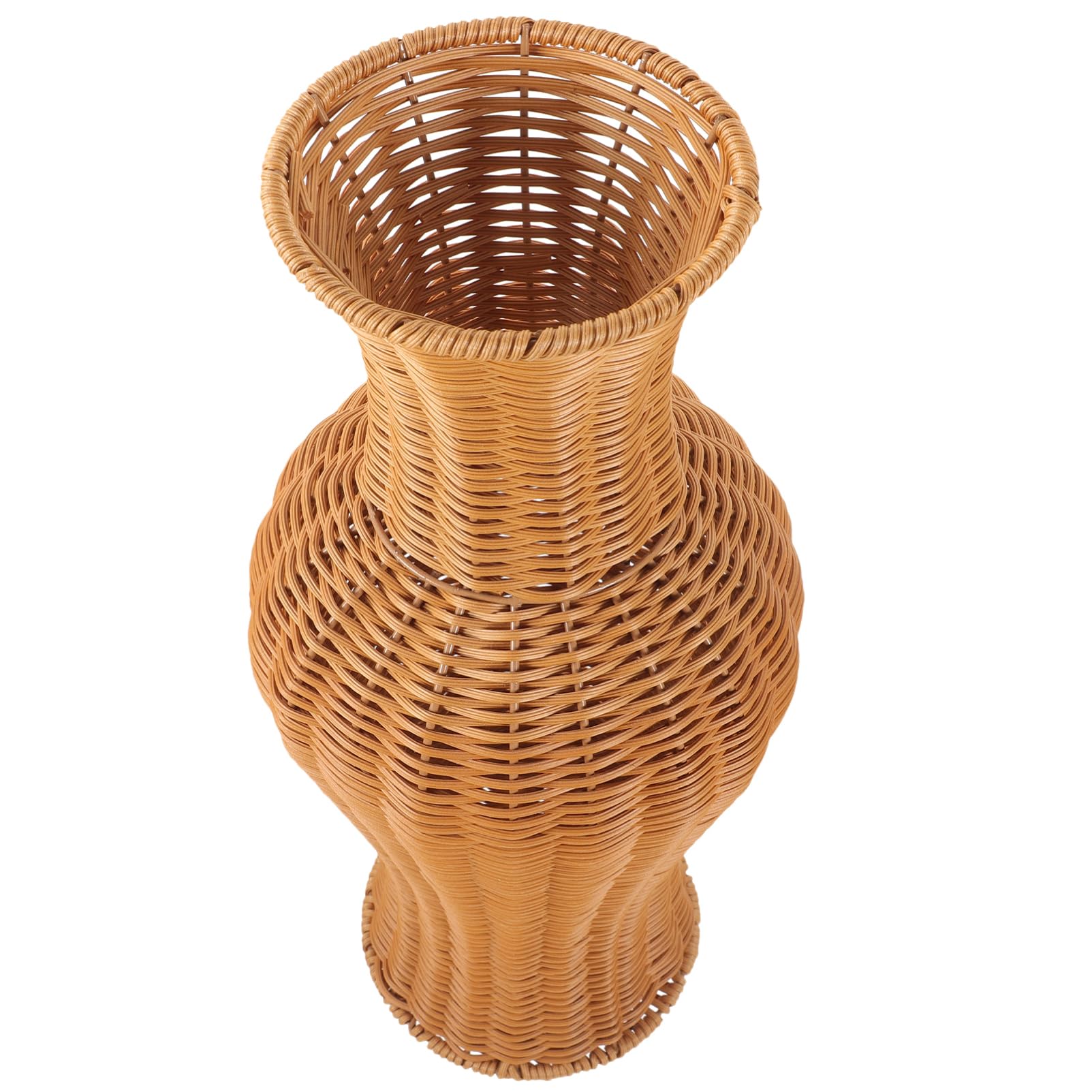 MUCKLILY Large Faux Rattan Vase Floor Vase Decorative Plastic Woven Vase Dried Flower Vase for Home and Office Decoration Modern Design