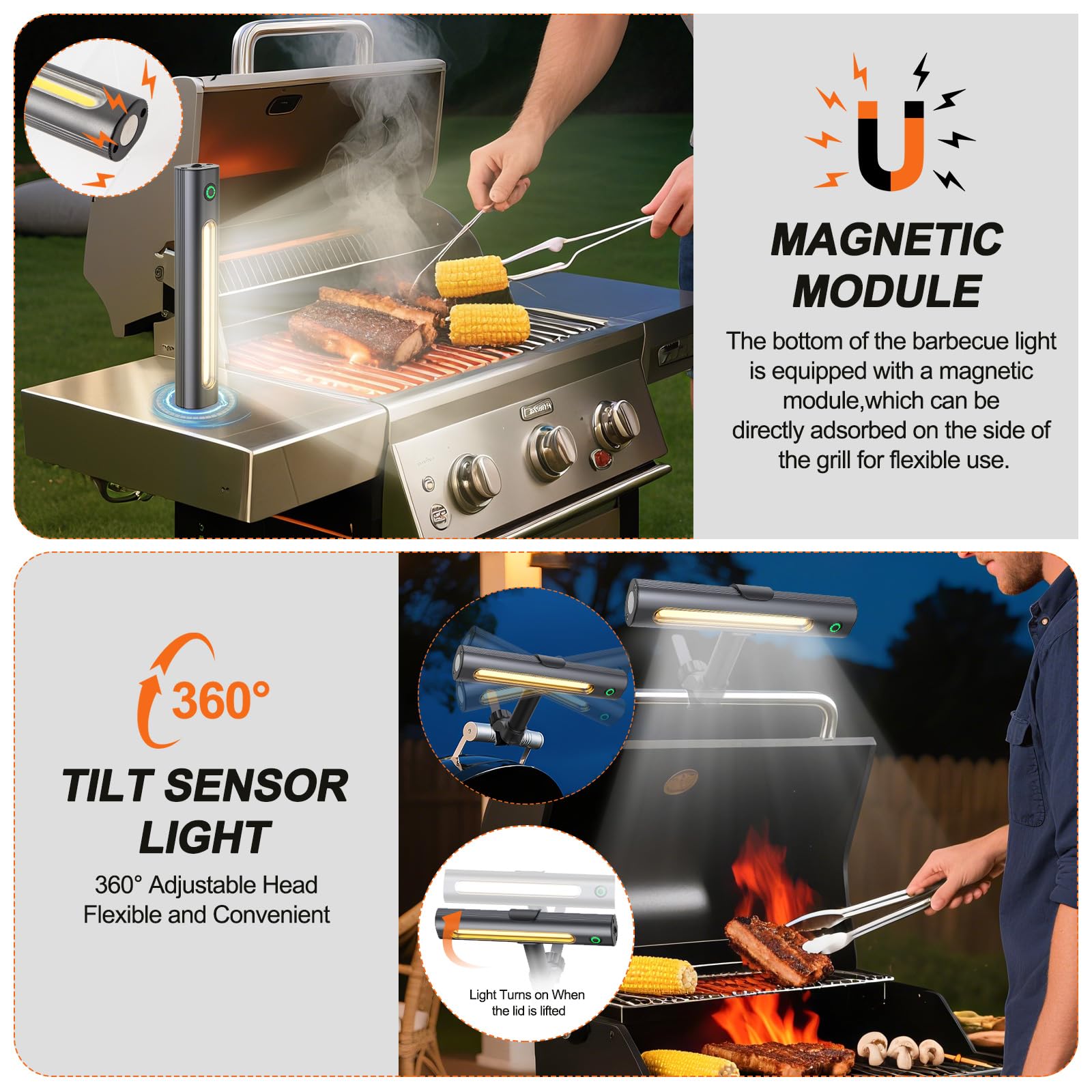 LED Grillleuchten für Außengrill (1, L-Form)