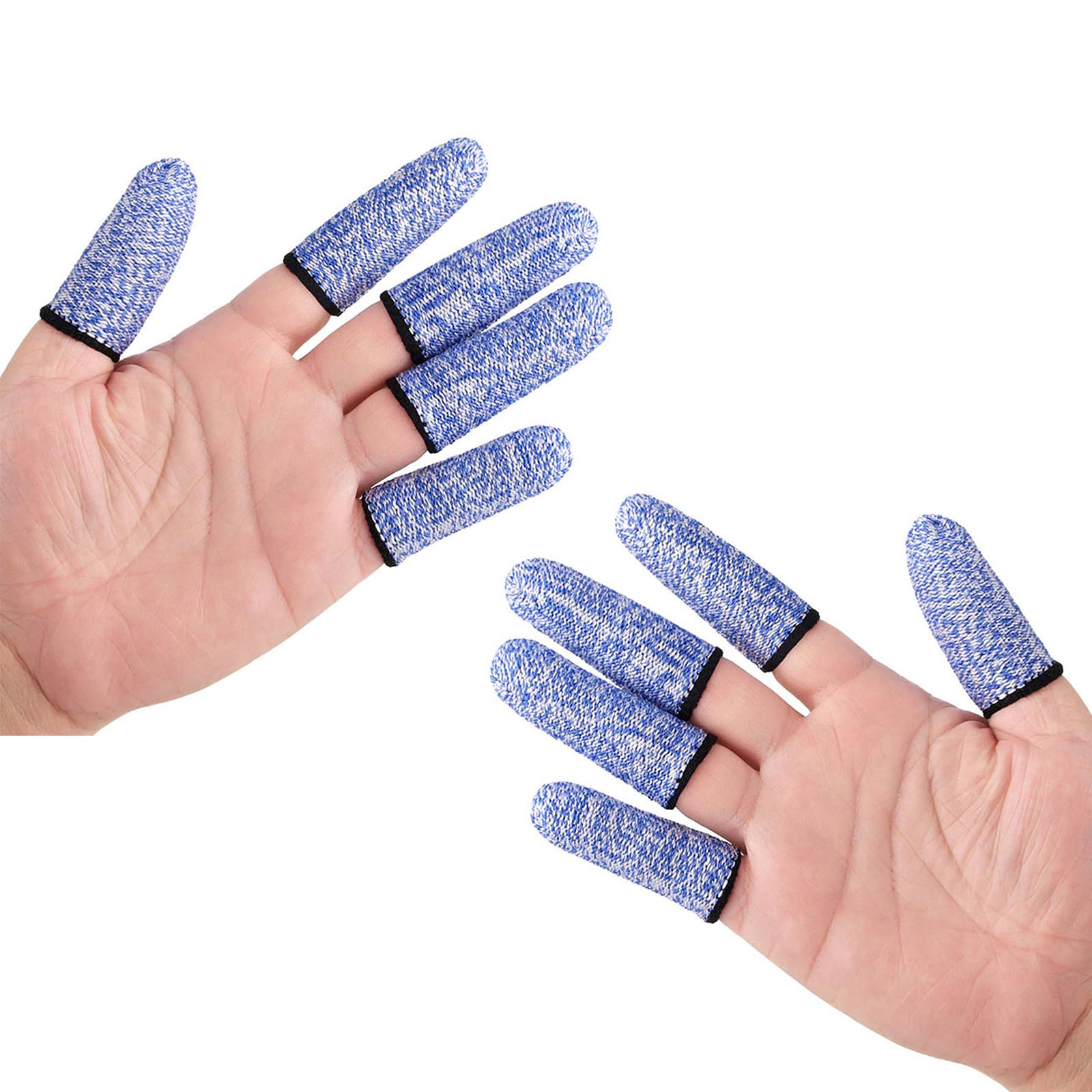 Zwwaazhf Blue 10Pcs Professional Cut Resistant Finger Protectors Flexible Comfort Fit Levels Five Defense Against & Sharpened Tool Cut Resistant Anti Slip Protective Finger Sleeves