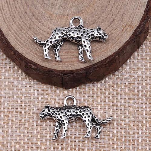 Miniatura 3 de 30 dijes de leopardo de aleación 3D de guepardo, dijes de animales de imitación de gato grande, accesorios para pulseras, collares, aretes,