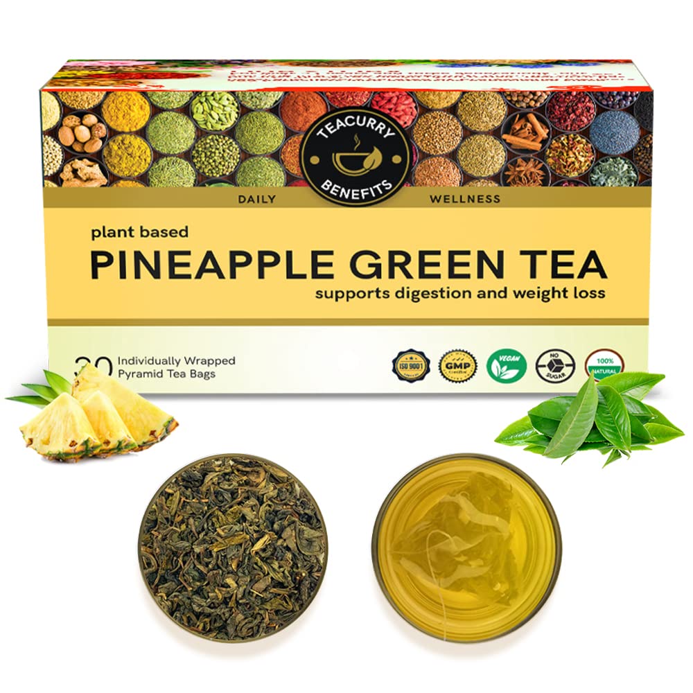 TEACURRY Pineapple Green Tea (1 Month Pack | 30 Tea Bags) - Helps With Maintain Hydration, Antioxidant & Skin health | 100% Pure Green Tea Leaves With Added Pineapple Benefits (B0C3VQTLJL) Amazon Price History, Amazon Price Tracker